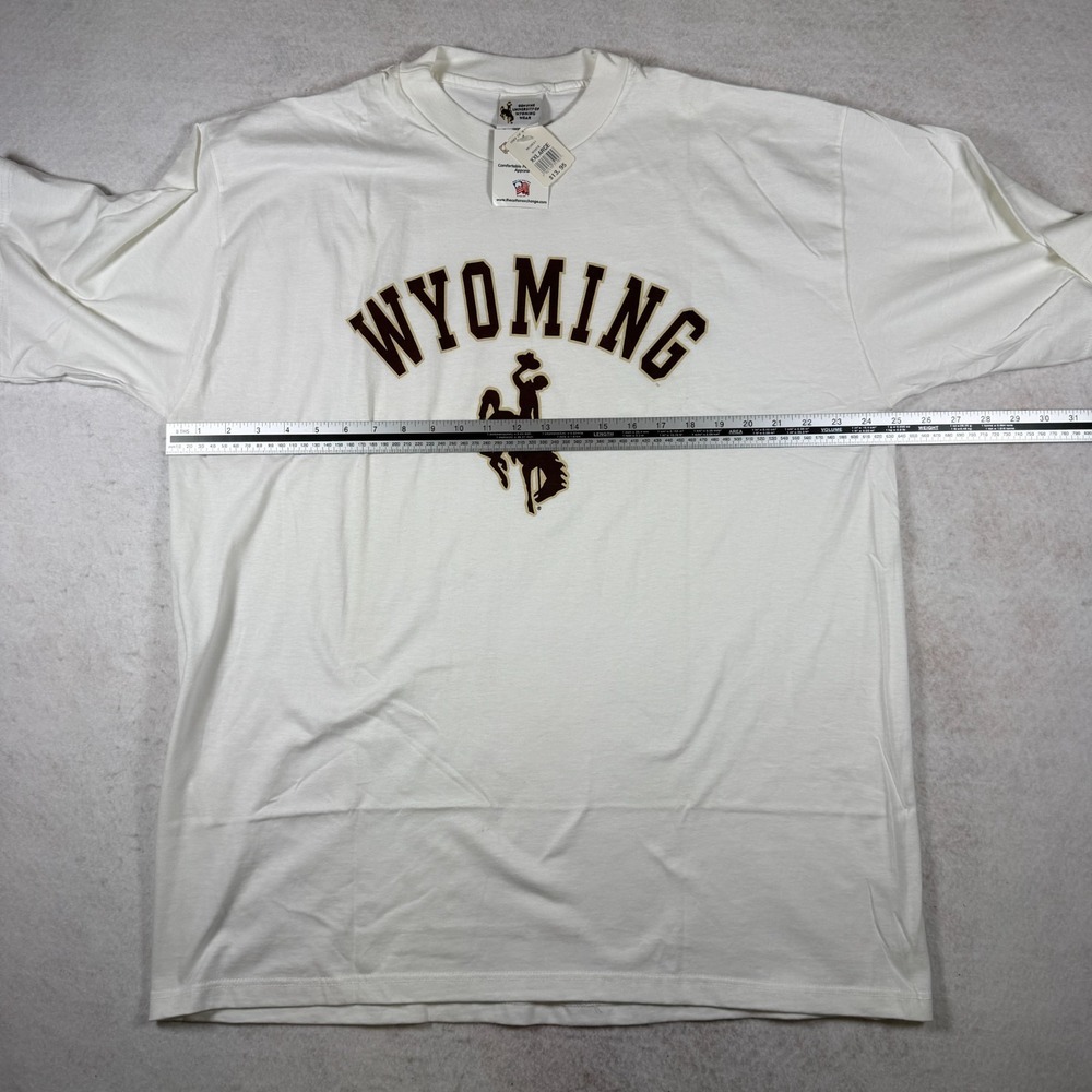 University of Wyoming T-Shirt Mens XXL White Steamboat Cowboy Logo NWT Cotton - Picture 5 of 7